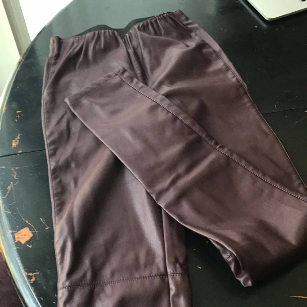 Maroon vegan leather leggings XS